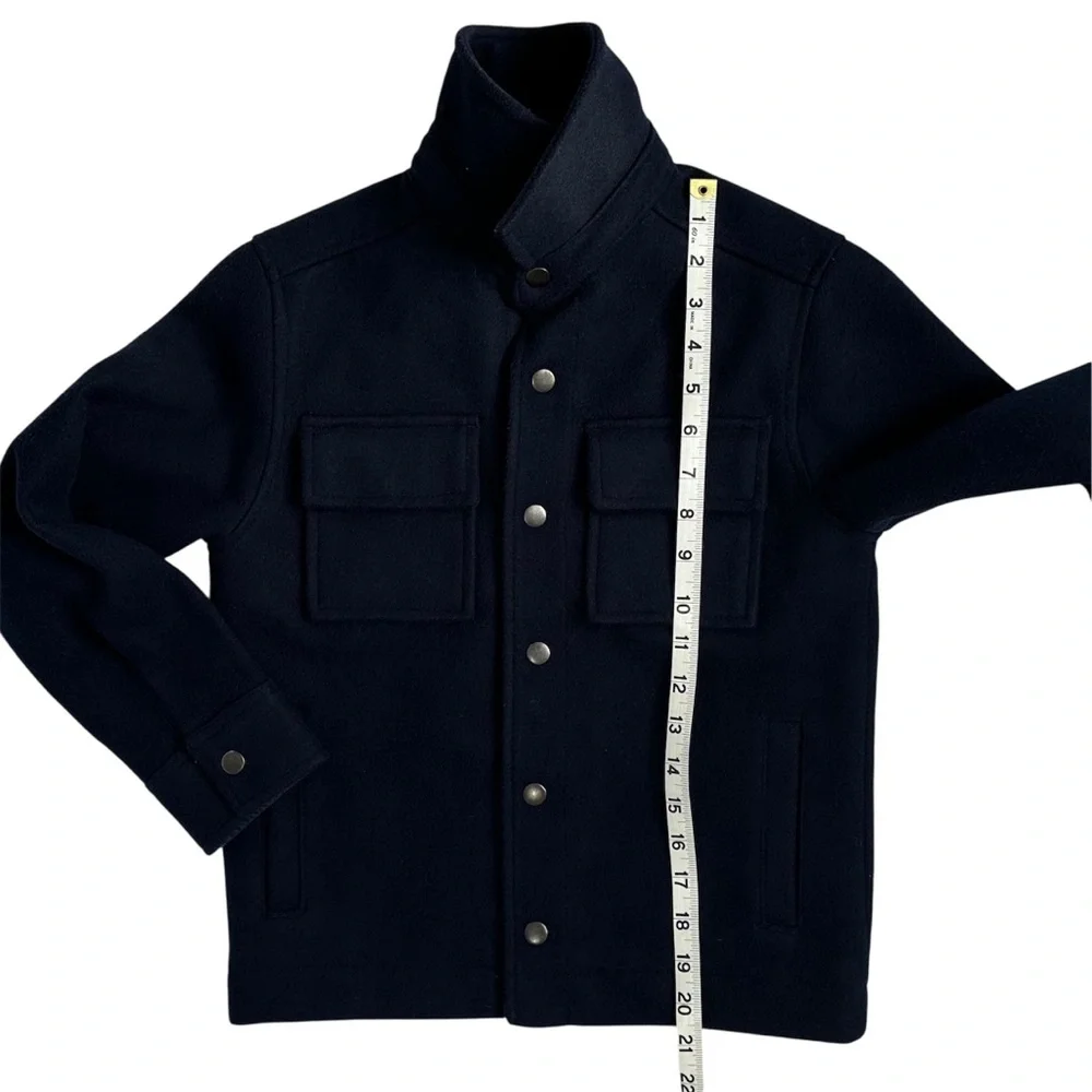 OLD NAVY Boys‎ Sherpa-Lined Wool-Blend Navy Blue Jacket Snap Closure Collar M(8)